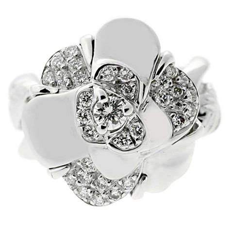 chanel camellia diamond ring|Chanel camellia flower earrings.